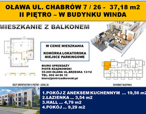 Mieszkanie na sprzedaż, Oławski (Pow.) Oława Chabrów, 392 249 zł, 37,18 m2, 472