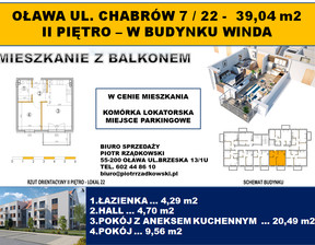 Mieszkanie na sprzedaż, Oławski (Pow.) Oława Chabrów, 411 872 zł, 39,04 m2, 475