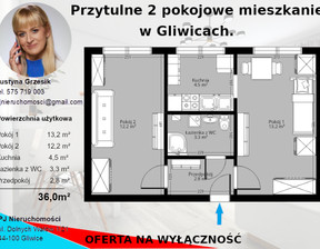 Mieszkanie na sprzedaż, Gliwice Szobiszowice Waliszewskiego, 269 000 zł, 36 m2, 70