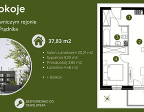 Mieszkanie na sprzedaż, Kraków Kraków-Krowodrza Prądnik Biały, 561 400 zł, 37,83 m2, 456044