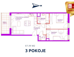 Mieszkanie na sprzedaż, Kraków Kraków-Nowa Huta Czyżyny Centralna, 795 000 zł, 57,99 m2, 271983