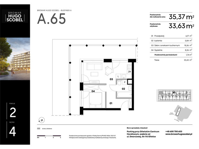 Mieszkanie w inwestycji Browar Hugo Scobel, symbol A.65 » nportal.pl