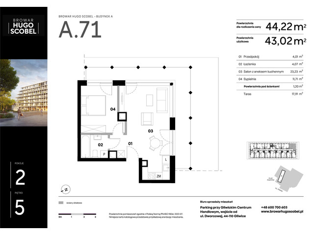 Mieszkanie w inwestycji Browar Hugo Scobel, symbol A.71 » nportal.pl