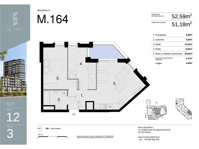 Mieszkanie w inwestycji Sky Trust etap II, symbol M164 » nportal.pl