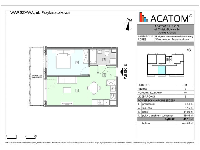 Mieszkanie w inwestycji Wawer Go 2.p, symbol D1_M18 » nportal.pl