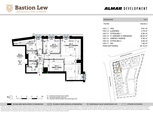 Mieszkanie w inwestycji Bastion Lew, symbol 5.B.1 » nportal.pl