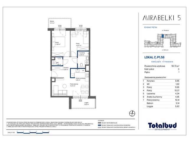 Mieszkanie w inwestycji Mirabelki 5, budynek Rezerwacja, symbol C.P1.56 » nportal.pl