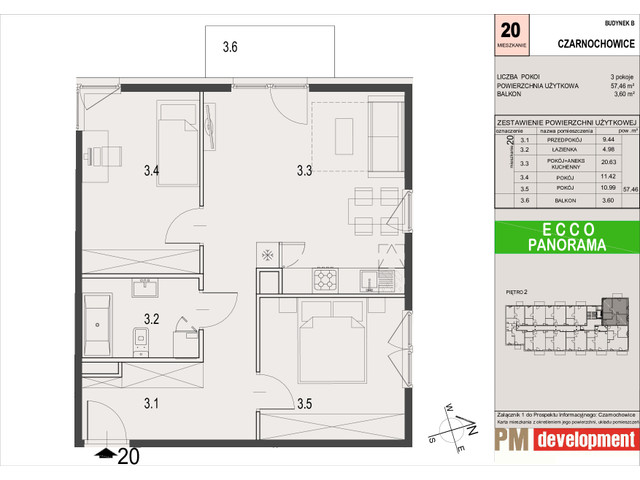 Mieszkanie w inwestycji ECCO PANORAMA, symbol B.20 » nportal.pl
