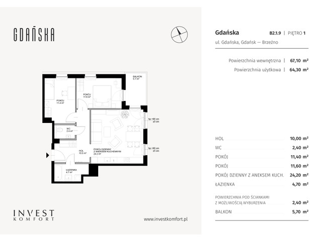 Mieszkanie w inwestycji Gdańska, symbol GDAN_B_B2.1.9 » nportal.pl