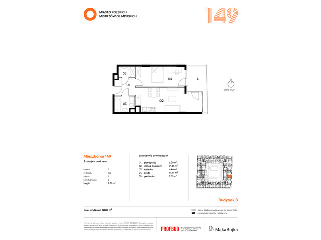 Mieszkanie w inwestycji Miasto Polskich Mistrzów Olimpijskich , symbol F149 » nportal.pl