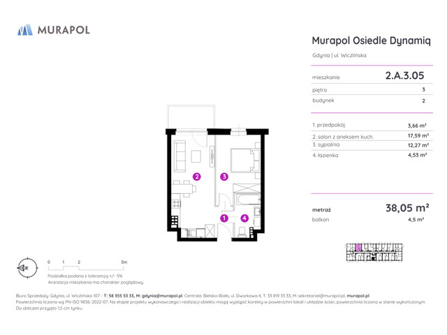 Mieszkanie w inwestycji Murapol Osiedle Dynamiq, symbol 2.A.3.05 » nportal.pl