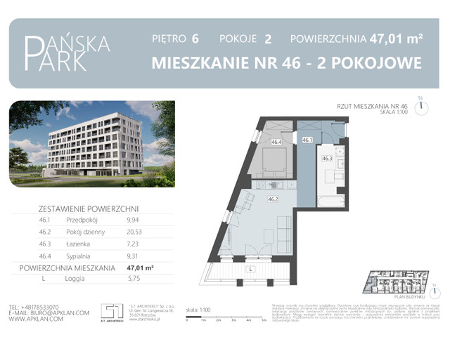 Mieszkanie w inwestycji Pańska Park, symbol M46 » nportal.pl