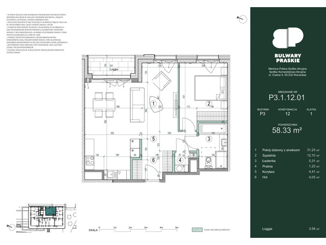 Mieszkanie w inwestycji Bulwary Praskie, symbol P3.1.12.01 » nportal.pl