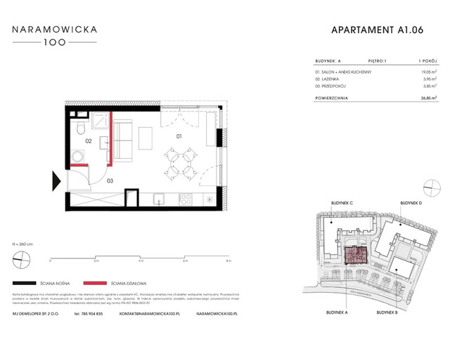 Mieszkanie w inwestycji Naramowicka 100, symbol A-A1.06 » nportal.pl