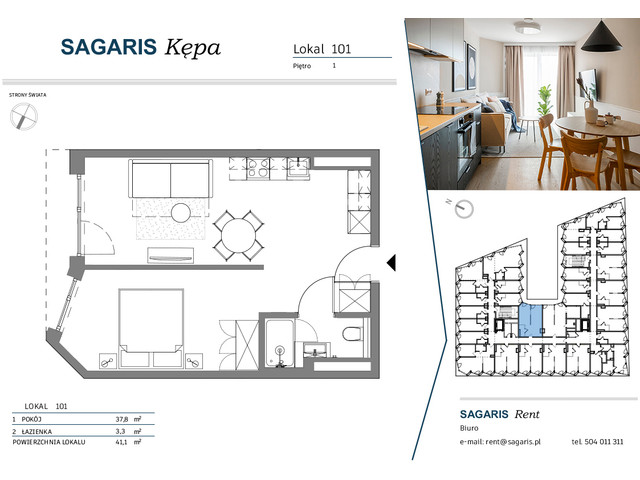 Komercyjne w inwestycji SAGARIS KĘPA, budynek Smart Suite, symbol 101 » nportal.pl