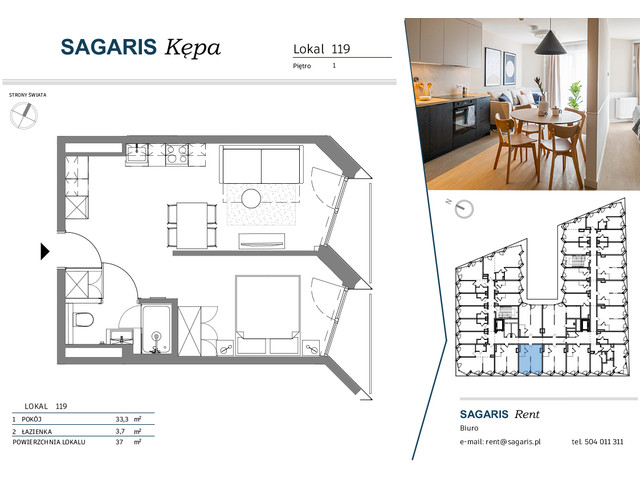 Komercyjne w inwestycji SAGARIS KĘPA, budynek Smart Suite, symbol 119 » nportal.pl