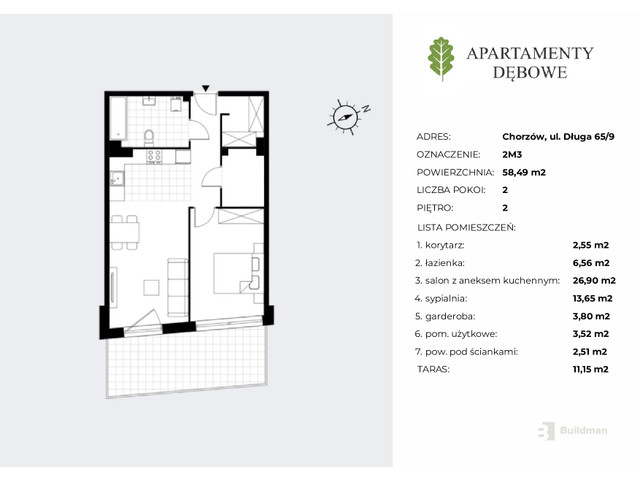 Mieszkanie w inwestycji Apartamenty Dębowe, symbol 2M3 » nportal.pl