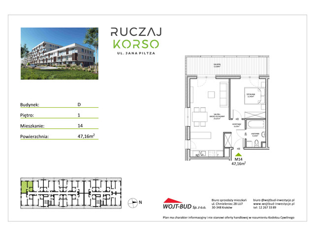 Mieszkanie w inwestycji RUCZAJ KORSO ETAP III, budynek Rezerwacja, symbol D14 » nportal.pl