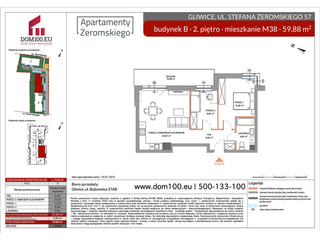 Mieszkanie w inwestycji APARTAMENTY ŻEROMSKIEGO, symbol B38 » nportal.pl