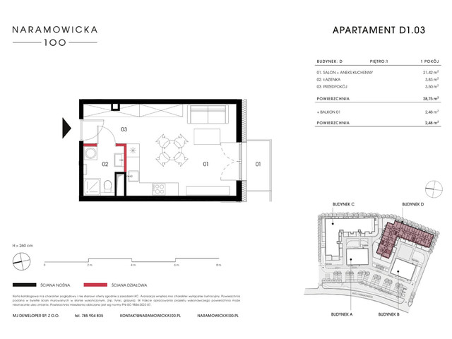 Mieszkanie w inwestycji Naramowicka 100, symbol D1.03 » nportal.pl