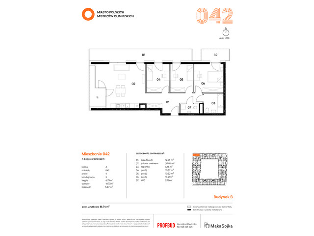 Mieszkanie w inwestycji Miasto Polskich Mistrzów Olimpijskich , symbol B/01/04/A042 » nportal.pl