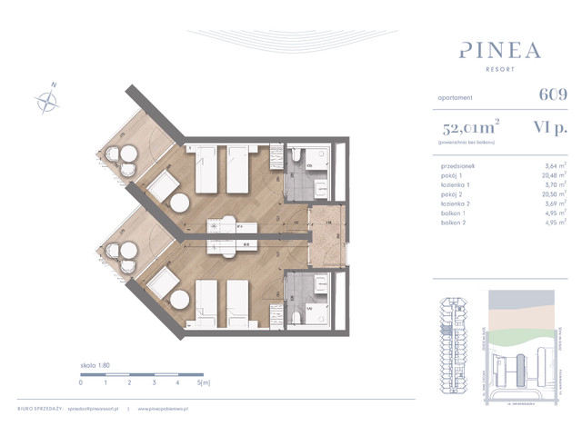 Mieszkanie w inwestycji PINEA Resort | Apartamenty inwestycyj..., budynek Pinea / apartament przy plaży, symbol 609 » nportal.pl