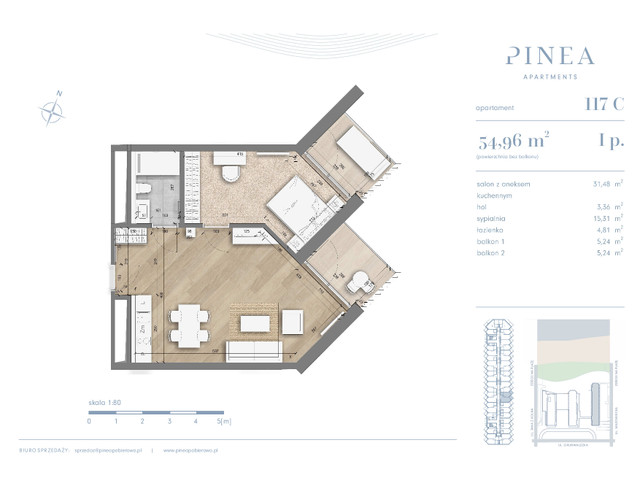 Mieszkanie w inwestycji PINEA Resort | Apartamenty inwestycyj..., budynek Pinea / apartament przy plaży gotowy do odbioru, symbol 117 » nportal.pl