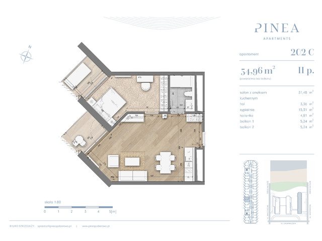 Mieszkanie w inwestycji PINEA Resort | Apartamenty inwestycyj..., budynek Pinea / apartament przy plaży gotowy do odbioru, symbol 202 » nportal.pl