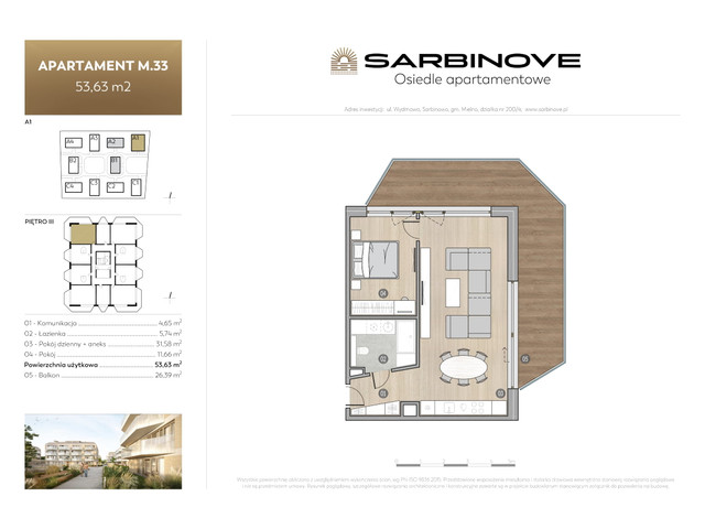 Mieszkanie w inwestycji Sarbinove Osiedle Apartamentowe, budynek Rezerwacja, symbol A1.M.33 » nportal.pl
