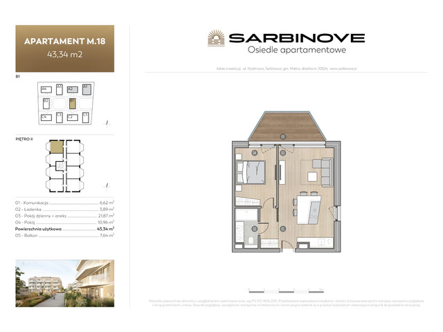 Mieszkanie w inwestycji Sarbinove Osiedle Apartamentowe, budynek Rezerwacja, symbol B1.M.18 » nportal.pl