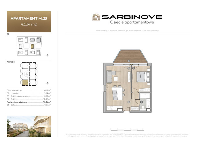 Mieszkanie w inwestycji Sarbinove Osiedle Apartamentowe, budynek Rezerwacja, symbol B1.M.23 » nportal.pl
