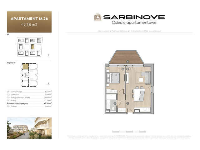 Mieszkanie w inwestycji Sarbinove Osiedle Apartamentowe, budynek Rezerwacja, symbol B1.M.26 » nportal.pl