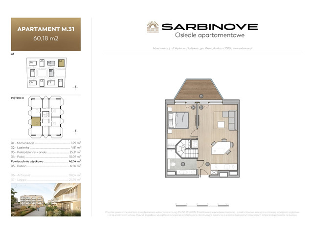 Mieszkanie w inwestycji Sarbinove Osiedle Apartamentowe, budynek Rezerwacja, symbol A1.M.31 » nportal.pl