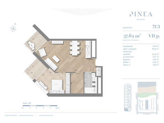 Mieszkanie w inwestycji PINEA Resort | Apartamenty inwestycyj..., symbol 703 » nportal.pl
