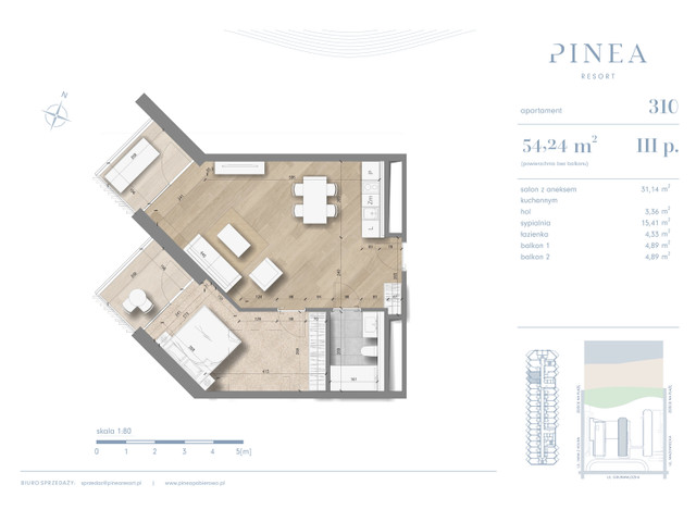 Mieszkanie w inwestycji PINEA Resort | Apartamenty inwestycyj..., symbol 310 » nportal.pl