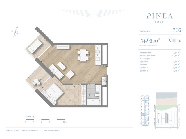 Mieszkanie w inwestycji PINEA Resort | Apartamenty inwestycyj..., symbol 706 » nportal.pl