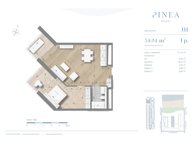 Mieszkanie w inwestycji PINEA Resort | Apartamenty inwestycyj..., symbol 111 » nportal.pl