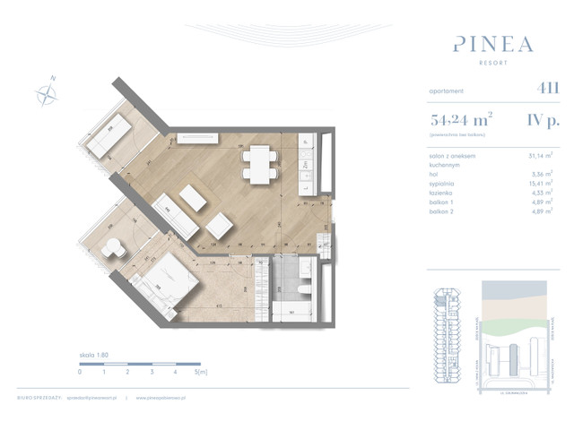 Mieszkanie w inwestycji PINEA Resort | Apartamenty inwestycyj..., symbol 411 » nportal.pl