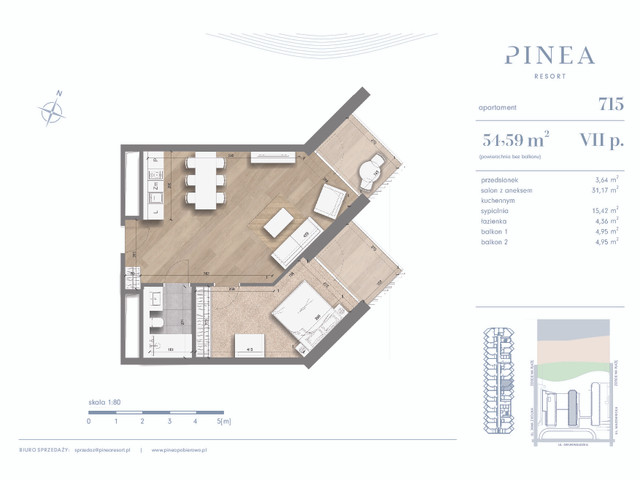 Mieszkanie w inwestycji PINEA Apartments | Apartamenty tuż pr..., budynek Pinea / apartament przy plaży, symbol 715 » nportal.pl
