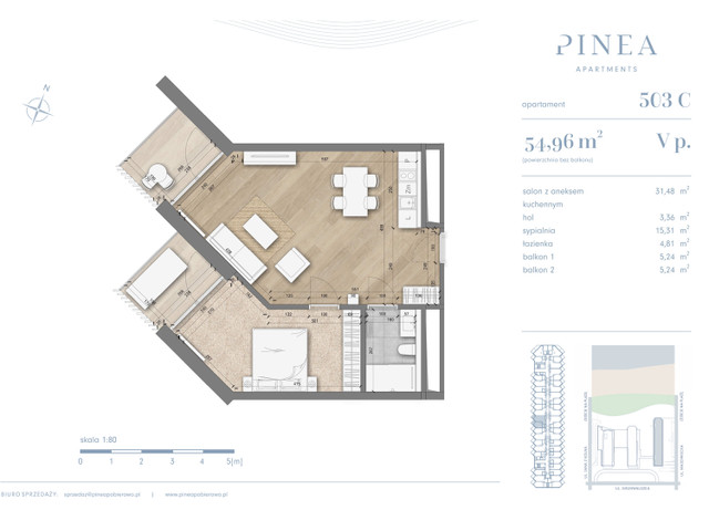 Mieszkanie w inwestycji PINEA Apartments | Apartamenty tuż pr..., budynek PINEA/ apartament tuż przy plaży, gotowy do odbioru, symbol 503 » nportal.pl