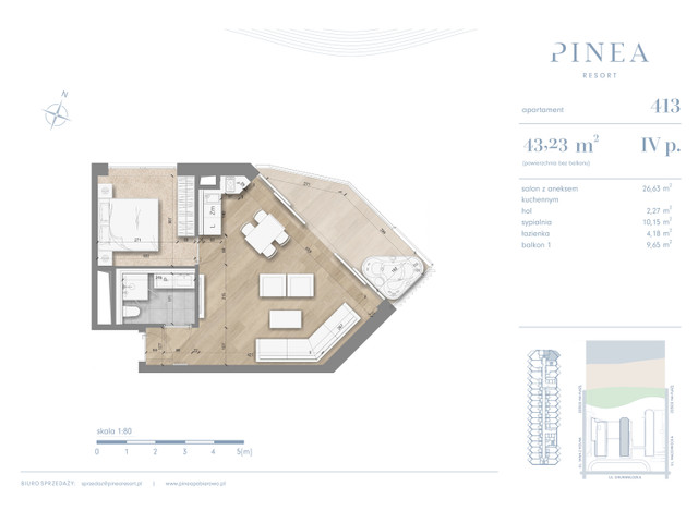 Mieszkanie w inwestycji PINEA Apartments | Apartamenty tuż pr..., budynek Pinea / apartament przy plaży, symbol 413 » nportal.pl