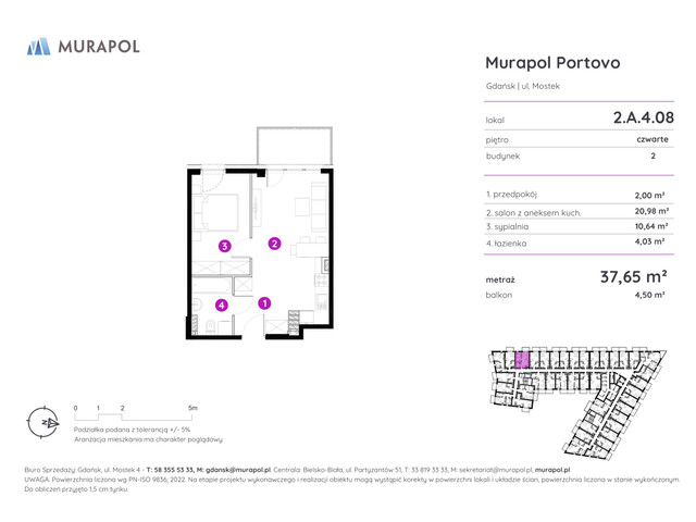 Mieszkanie w inwestycji Murapol Portovo, symbol 2.A.4.08 » nportal.pl