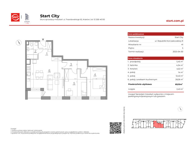 Mieszkanie w inwestycji Start City Etap IV, symbol 21/41 » nportal.pl