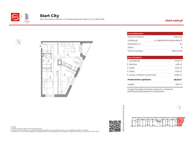 Mieszkanie w inwestycji Start City Etap IV, symbol 21/64 » nportal.pl