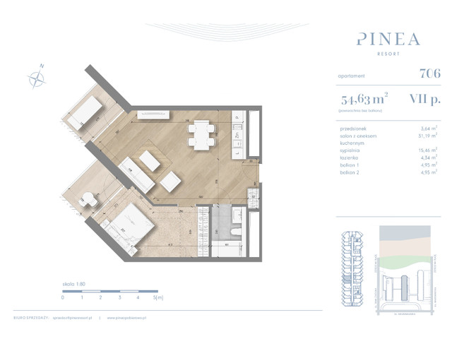 Mieszkanie w inwestycji PINEA Apartments | Apartamenty tuż pr..., budynek Pinea / apartament przy plaży, symbol 706 » nportal.pl