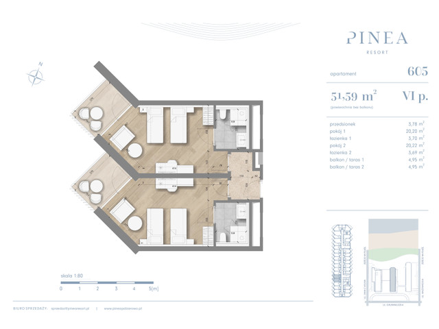 Mieszkanie w inwestycji PINEA Apartments | Apartamenty tuż pr..., budynek Rezerwacja, symbol 605 » nportal.pl