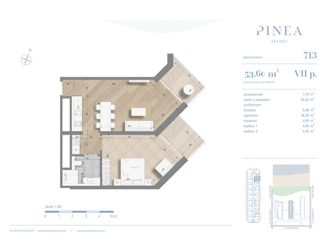 Mieszkanie w inwestycji PINEA Apartments | Apartamenty tuż pr..., symbol 713 » nportal.pl