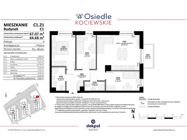 Mieszkanie w inwestycji Osiedle Kociewskie etap III, budynek Promocja!, symbol C1.21 » nportal.pl