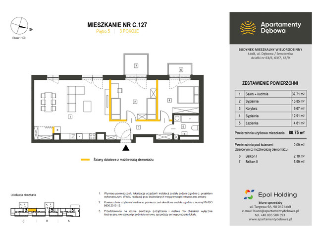Mieszkanie w inwestycji Apartamenty Dębowa, budynek Rezerwacja, symbol C.127 » nportal.pl