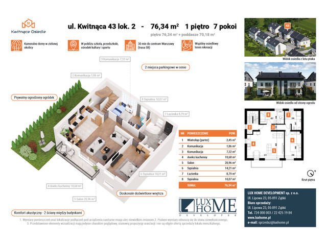 Mieszkanie w inwestycji Kwitnące Osiedle, budynek 2 lokale- 76,34 + 70,18 m2 - bezczynszowe, symbol 43/2 » nportal.pl